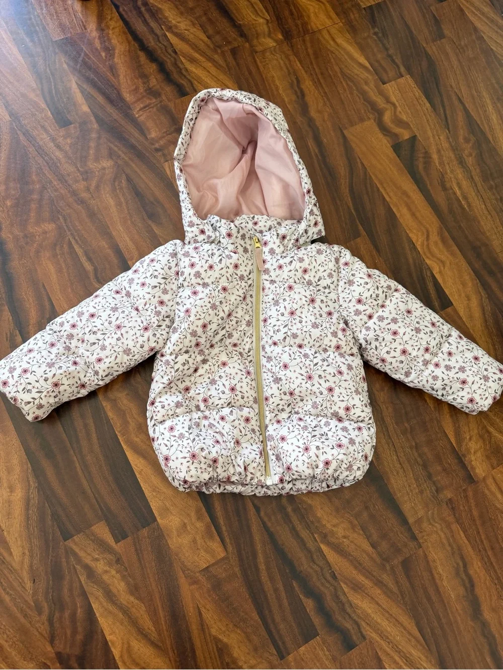H&M Floral Quilted Jacket in White and Pink
